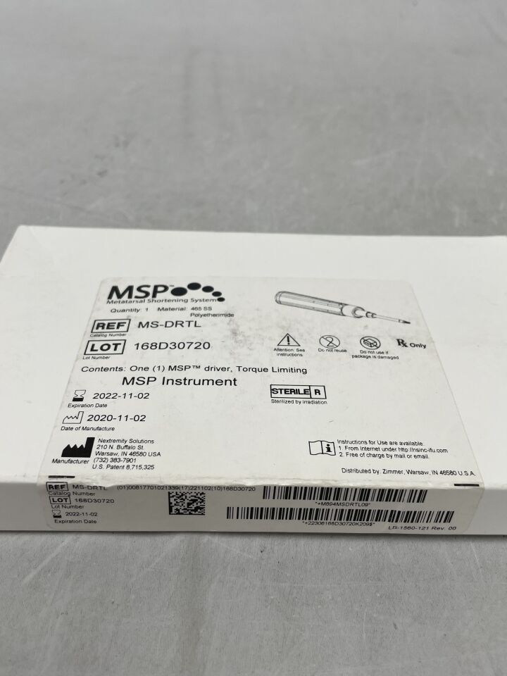 MS-DRTL - ZIMMER BIOMET - MSP Metatarsal Shotening System, MSP Driver, (EA) - ( Expiry Date: 2022-11-02 )