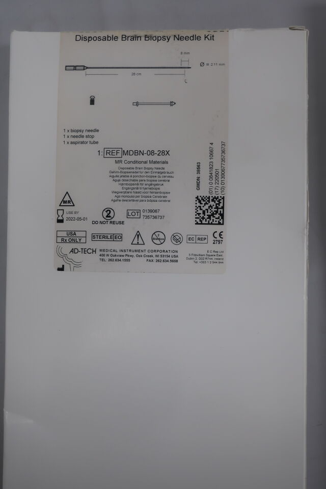 MDBN-08-28X - ADTECH MEDICAL - Brain Biopsy Needle Kit, MR-Conditional, 8mm x 28cm, () - ( Expiry Date:  )