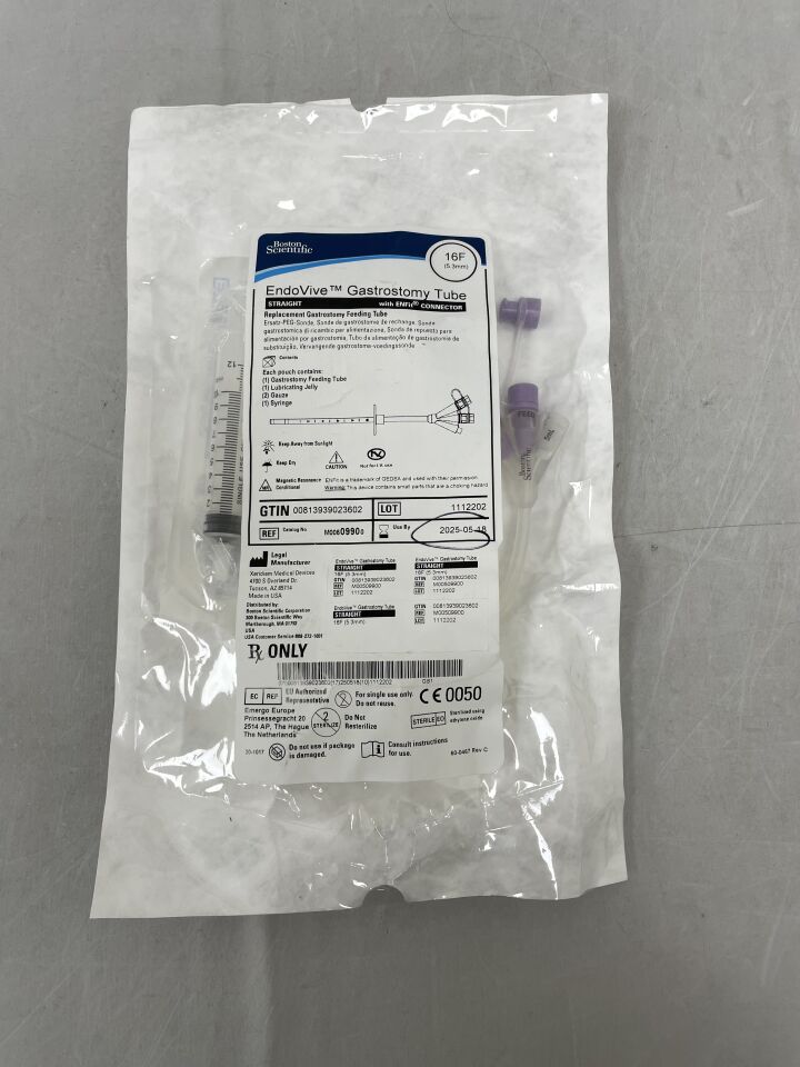 0990 - BOSTON SCIENTIFIC - EndoVive Gastrostomy Tube, Straight, with ENFit Connector, 16FR, () - ( Expiry Date:  )