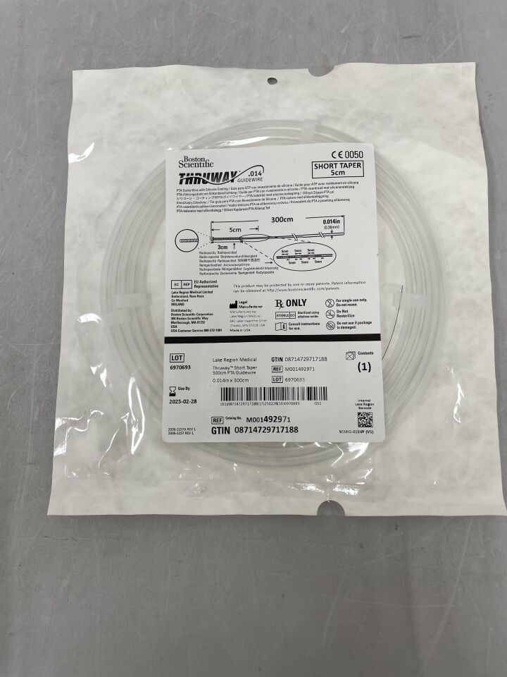 49297 - BOSTON SCIENTIFIC - thruway pta guidewire - short taper - .014" x 300cm, () - ( Expiry Date:  )