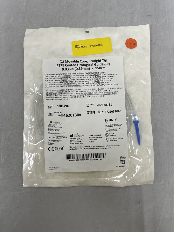 620130 - BOSTON SCIENTIFIC - ptfe coated urological guidewire, (1) movable core, straight tip, 0.035" (0.89mm) x 150cm, () - ( Expiry Date:  )