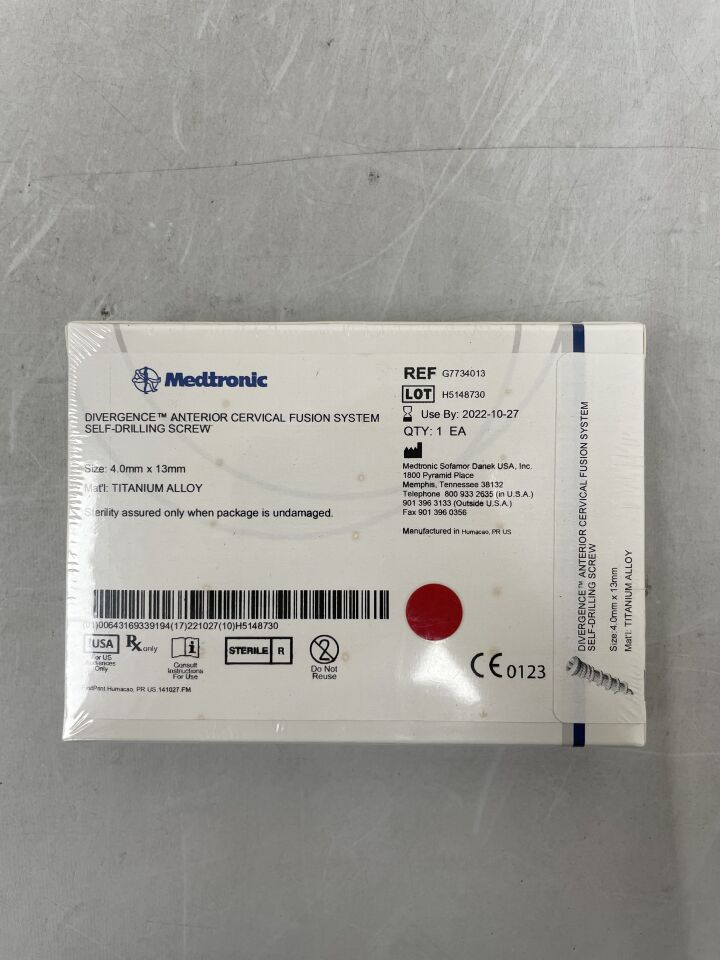 G7734013 - MEDTRONIC - Divergence Anterior Cervical Fusion System Self Drilling Screw, 4 x 13mm, () - ( Expiry Date:  )