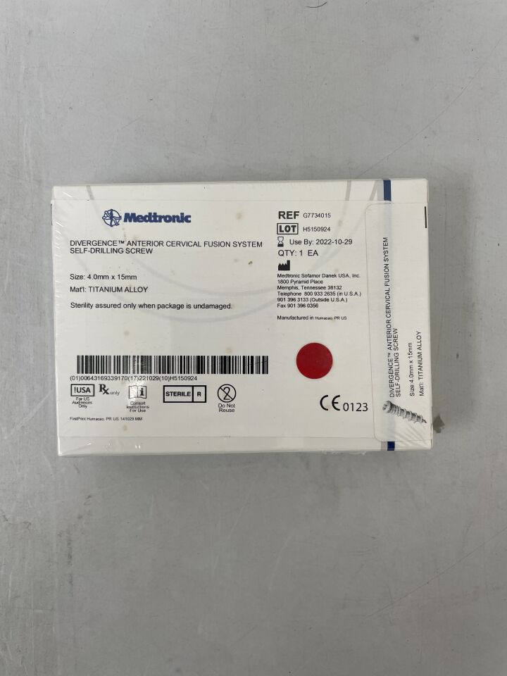G7734015 - MEDTRONIC - Divergence Anterior Cervical Fusion System Self Drilling Screw, 4 x 15mm, () - ( Expiry Date:  )
