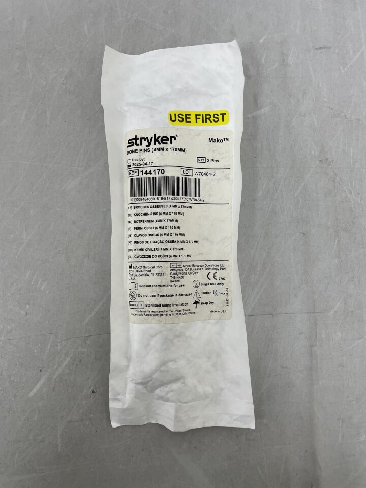 144170 - STRYKER - MAKO Bone Pins 4.0mm x 170mm (2 Per Pack), () - ( Expiry Date:  )
