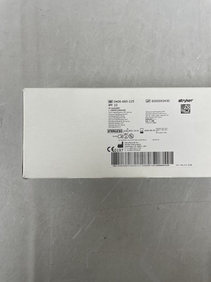 0406-660-225 - STRYKER - Venom RF Cannula, HF-Surgery, 20G x 150mm, 10mm Tip, Curved, () - ( Expiry Date:  )