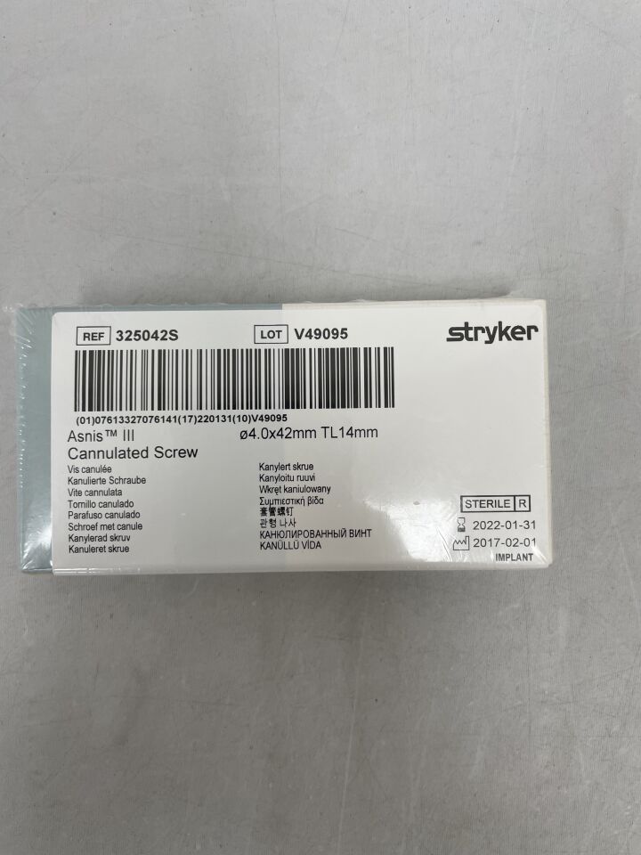 325042S - STRYKER - Asnis III Cannulated Screw, 4 x 42mm, () - ( Expiry Date:  )