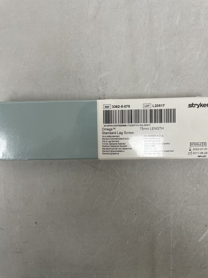 3362-5-075 - STRYKER - Omega + Plus Standard Lag Screw 13mm x 75mm, () - ( Expiry Date:  )