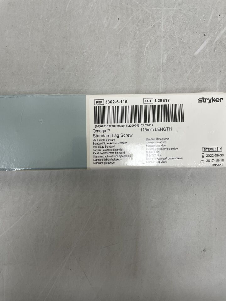 3362-5-115 - STRYKER - Omega + Plus Standard Lag Screw 13mm x 115mm, () - ( Expiry Date:  )