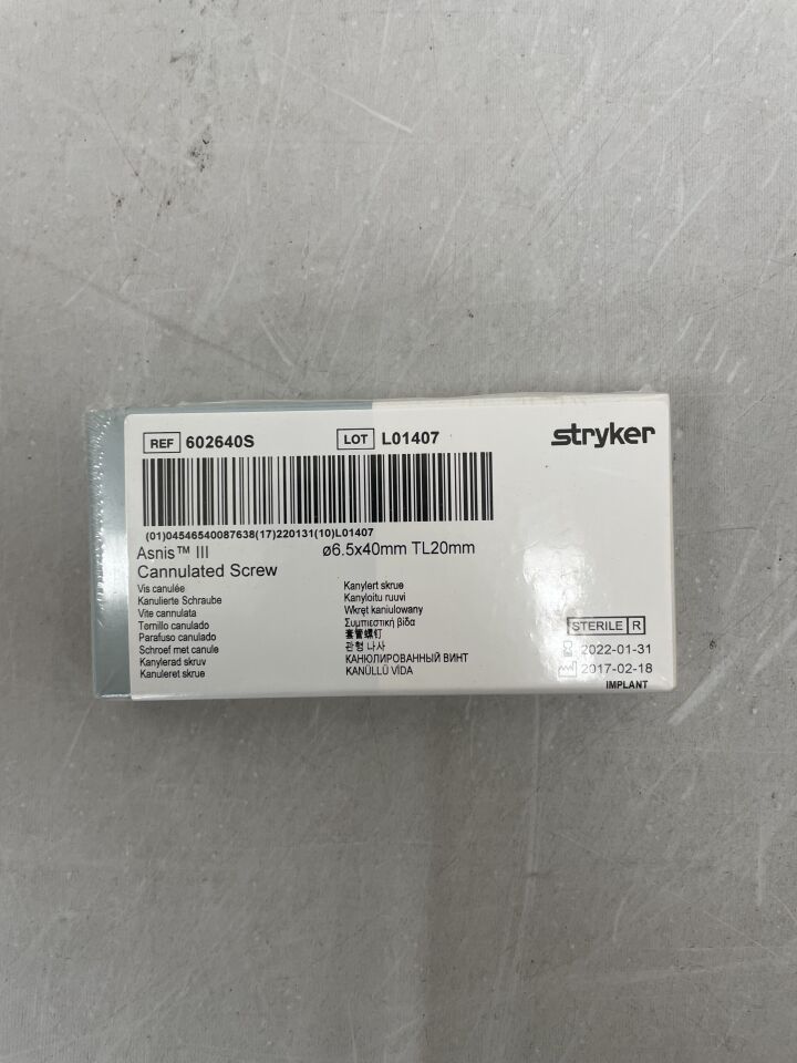 602640S - STRYKER - Asnis III Cannulated Screw, 5 x 40mm
, () - ( Expiry Date:  )