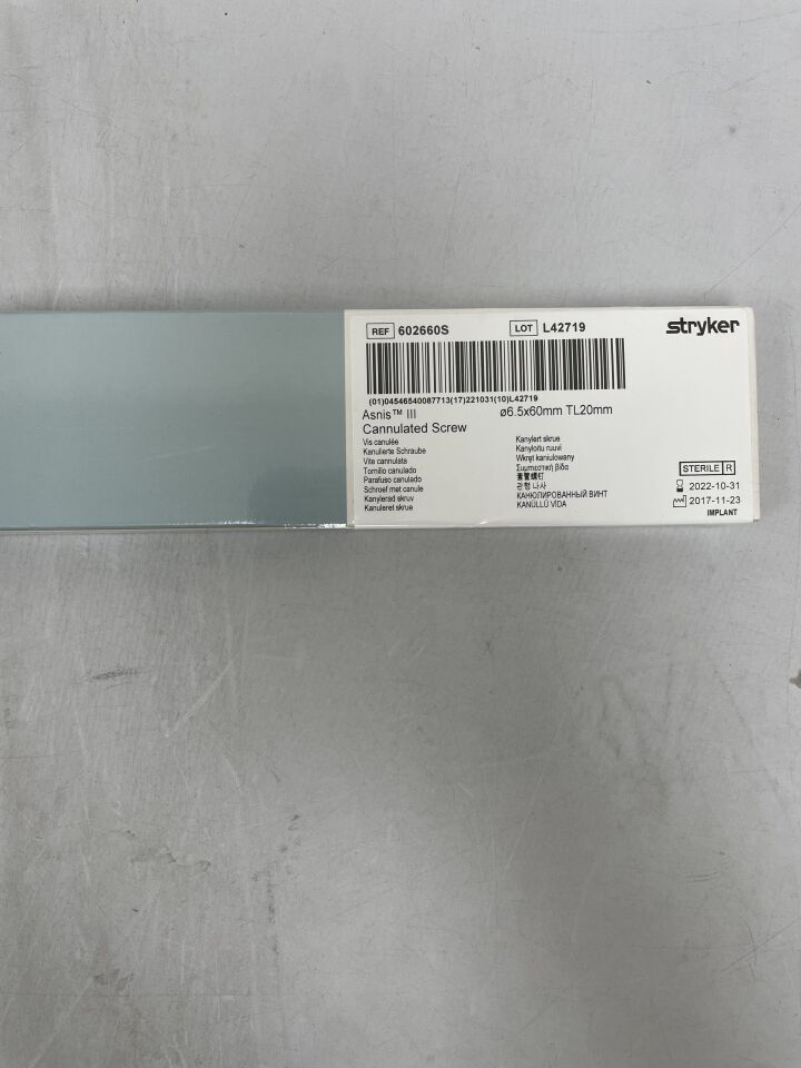 602660S - STRYKER - Asnis III Cannulated Screw,  6.5 x 60mm, () - ( Expiry Date:  )