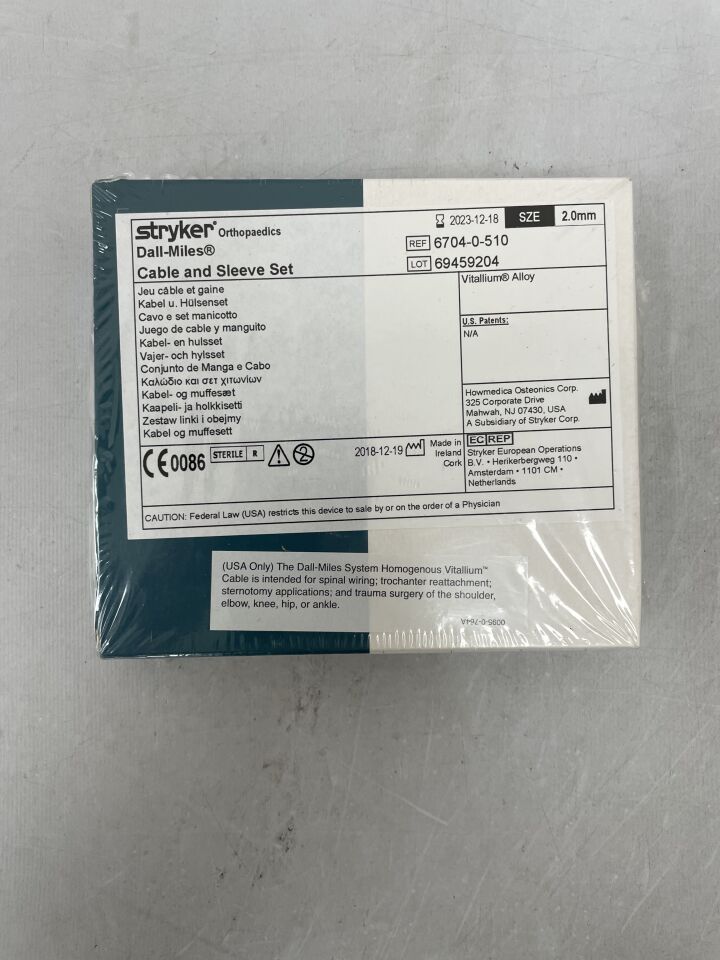 6704-0-510 - STRYKER - Vitallium Cable/Sleeve Set, 2 mm Size, () - ( Expiry Date:  )