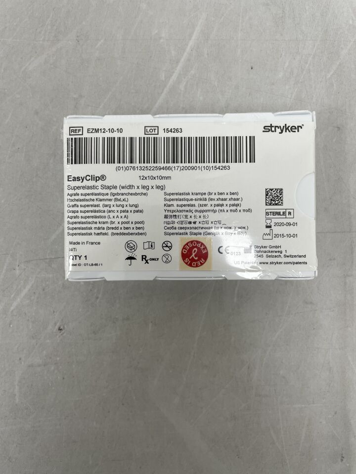 EZM12-10-10 - STRYKER - EasyClip Bicortical Staple, 12mm, 10-10mm, () - ( Expiry Date:  )