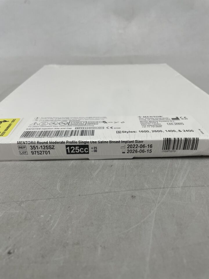 351-125SZ - MENTOR - 圓形中等高度鹽水乳房假體尺寸測量器，125cc，（）-（有效期限：）