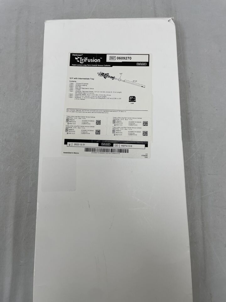 609270 - BARD - Hickman TriFusion CVC 27cm Straight Intermediate Kit, () - ( Expiry Date:  )