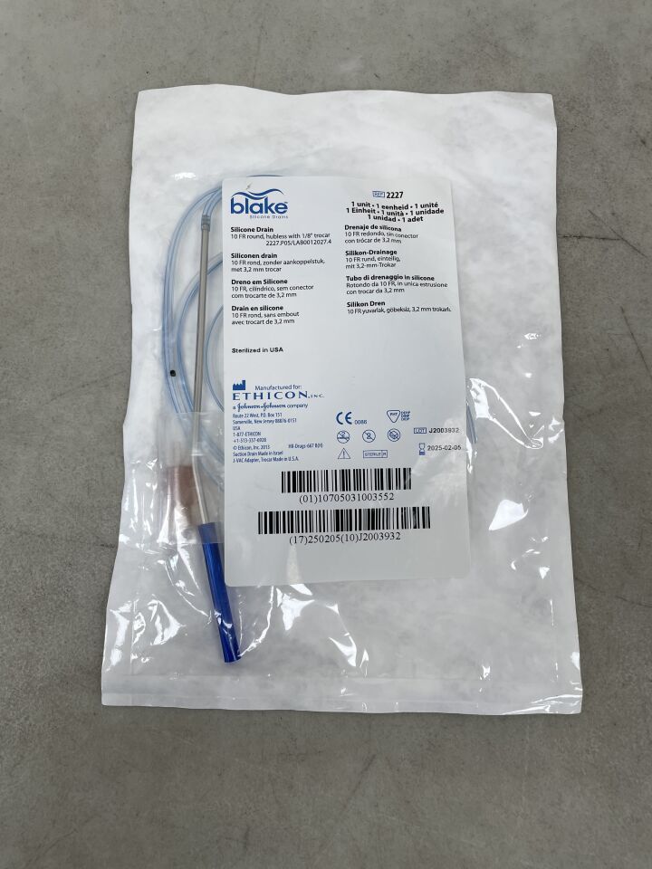 2227 - ETHICON - Blake Round Hubless Silicone Drains, 10Fr, () - ( Expiry Date:  )