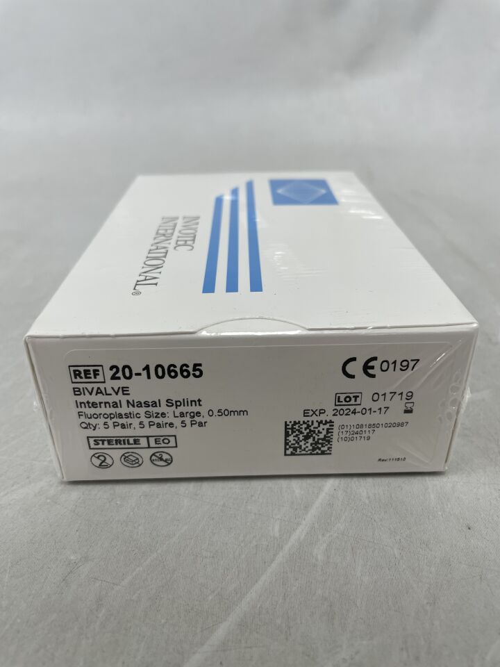 20-10665 - INVOTEC - Breathe-Easy Internal Nasal Septal Splints - Fluoroplastic Bivalve Nasal Splint, Large, () - ( Expiry Date:  )
