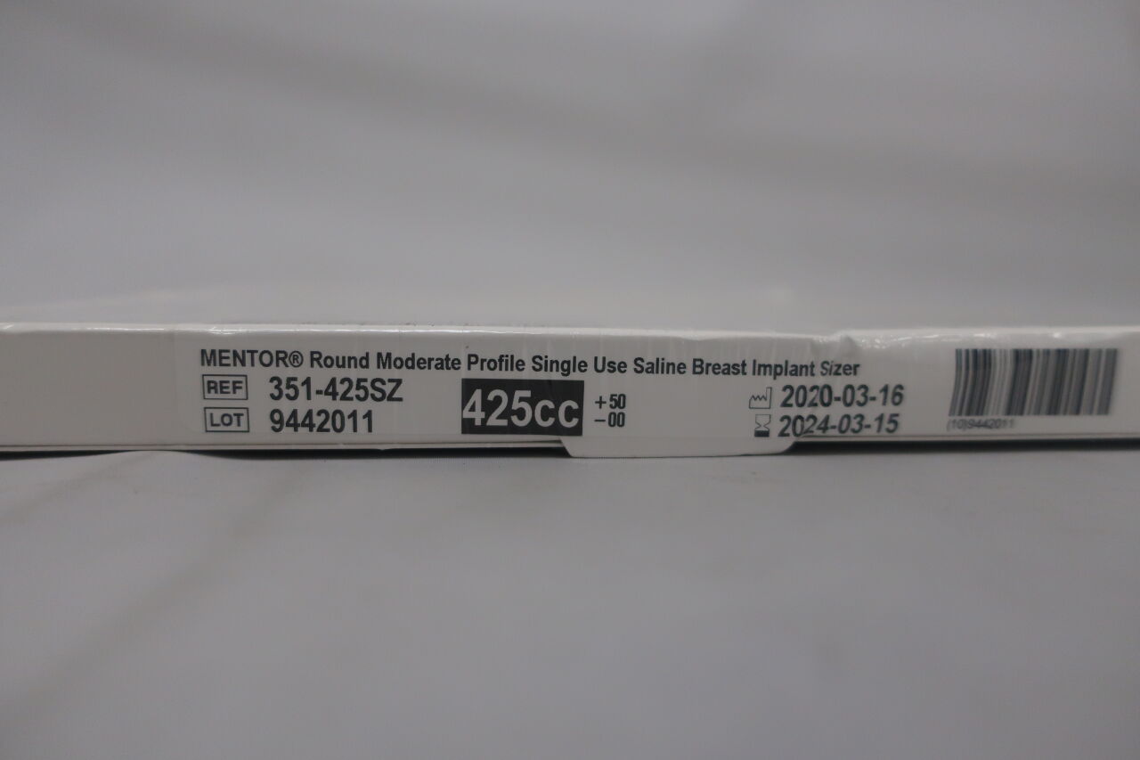351-425SZ - MENTOR - Round Moderate Profile Saline Breast Implant sizer, 425cc, +50 -00, () - ( Expiry Date:  )