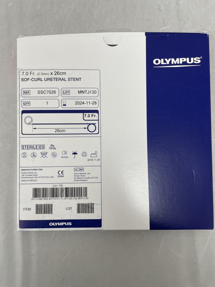 SSC7026 - OLYMPUS - Sof-Curl Ureteral Stent 7F x 26cm, () - ( Expiry Date:  )