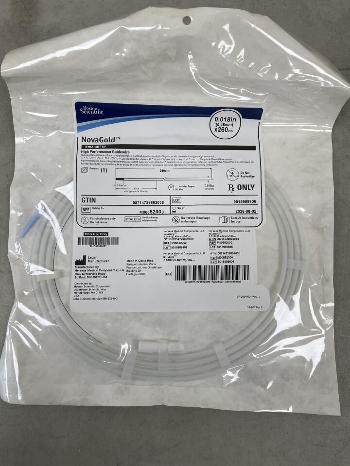 5200 - BOSTON SCIENTIFIC - Guía de alto rendimiento NovaGold - Punta recta - 0,018" x 260 cm, ( ) - ( Fecha de caducidad : )