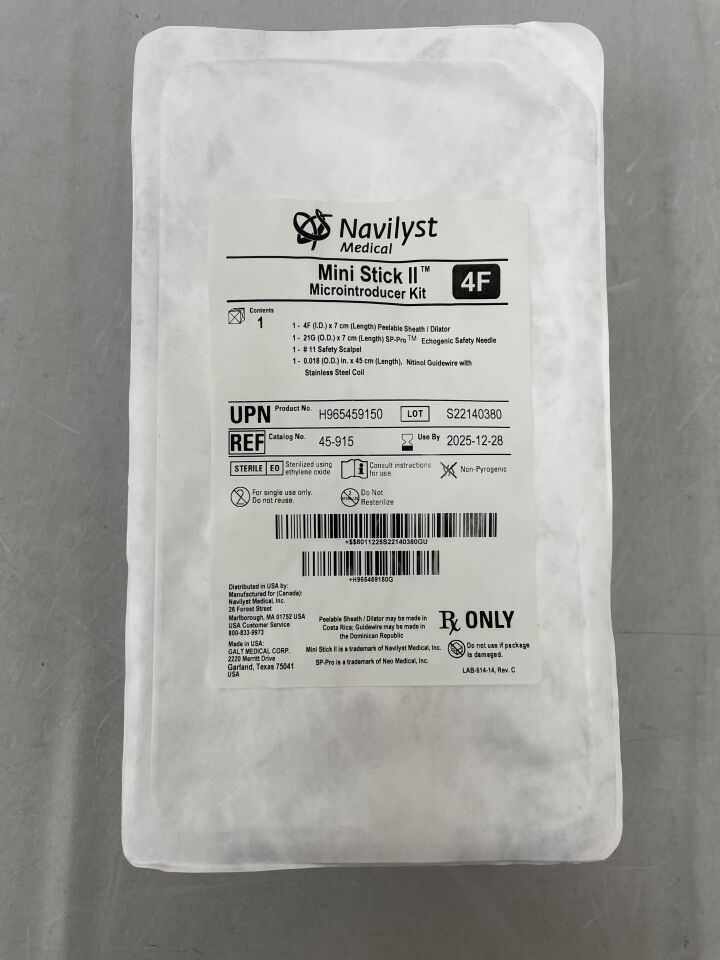 45-915 - NAVILYST MEDICAL - Kit de microintroductor Mini Stick II, 4F x 7 cm, guía NT/SS de 45 cm, ( ) - ( Fecha de caducidad : )