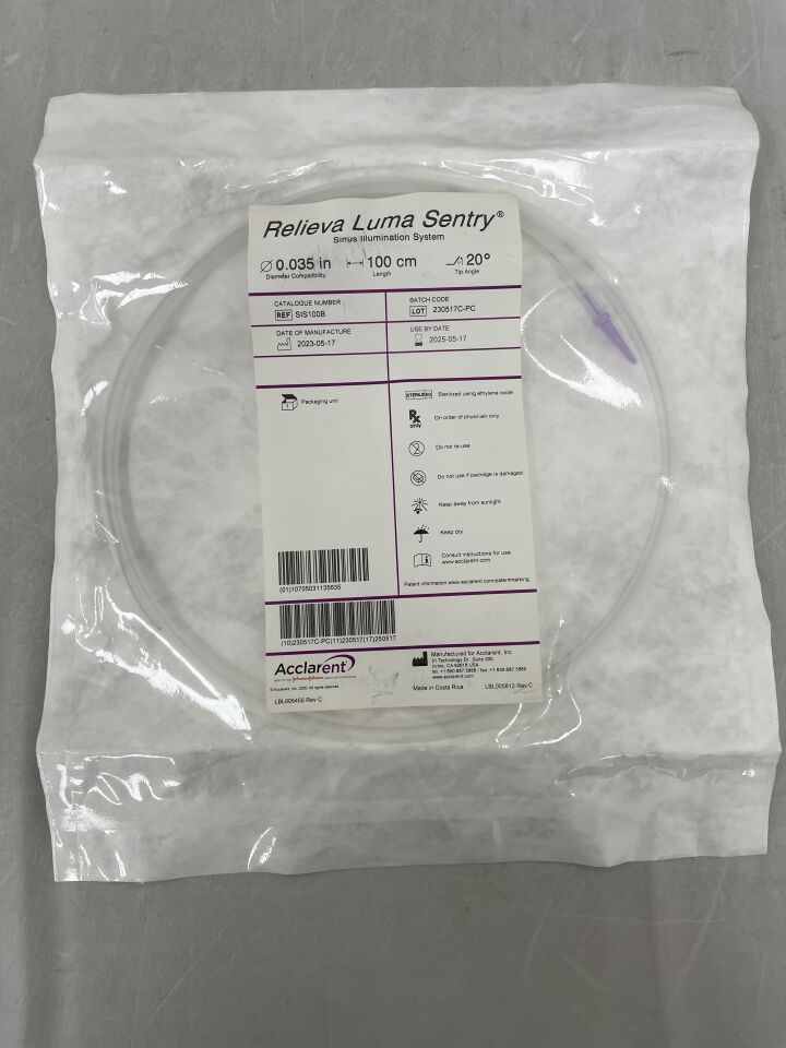 SIS100B - ACCLARENT - RELIEVA LUMA SENTRY SINUS ILLUMINATION SYSTEM, 100cm length, 20 degree tip angle, () - ( Expiry Date:  )