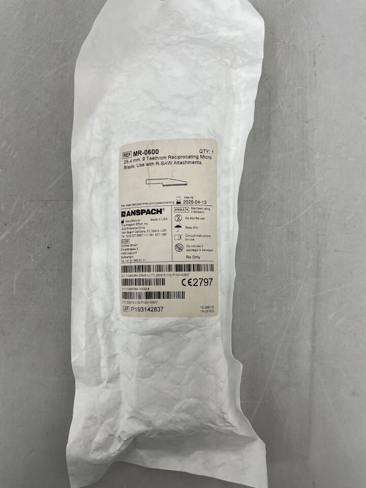 MR-0600 - ANSPACH - 25.4mm, 9-Teeth/cm Reciprocating Micro Blade, () - ( Expiry Date:  )