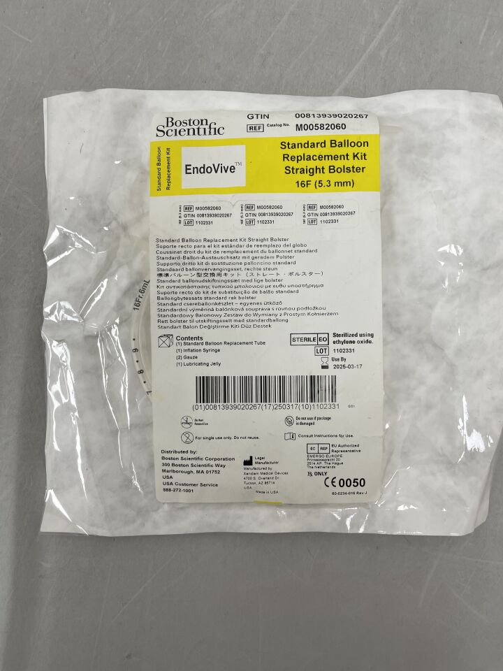 8206 - BOSTON SCIENTIFIC - endovive standard balloon replacement kit - straight bolster - 16fr, () - ( Expiry Date:  )