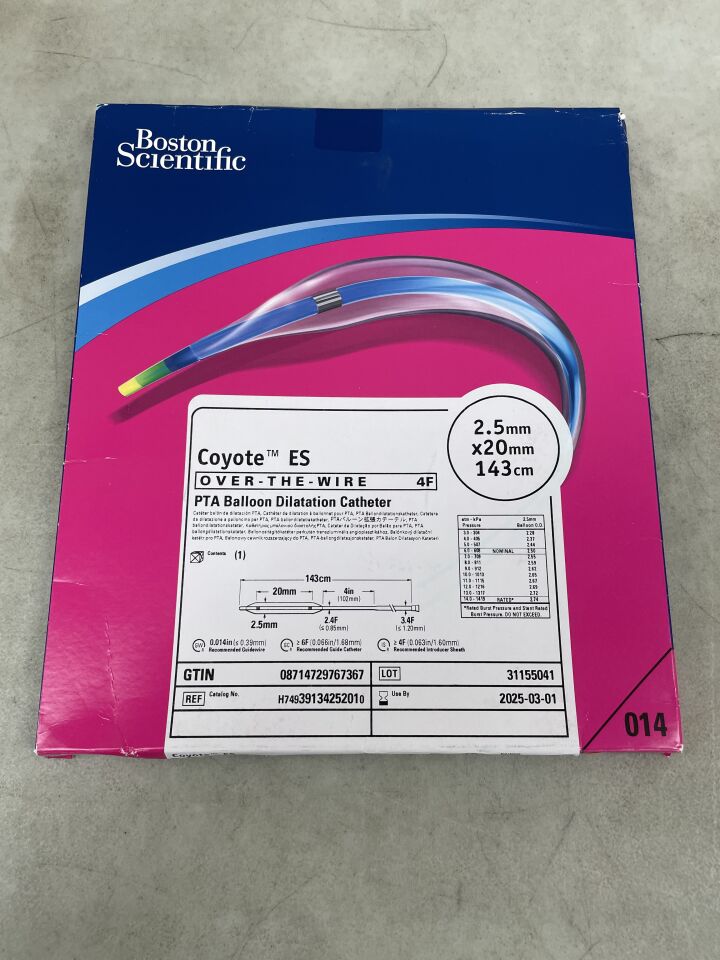 3913425201 - BOSTON SCIENTIFIC - Coyote ES OTW PTA Balloon Dilatation Catheter - 2.5mm x 20mm x 143cm, () - ( Expiry Date:  )
