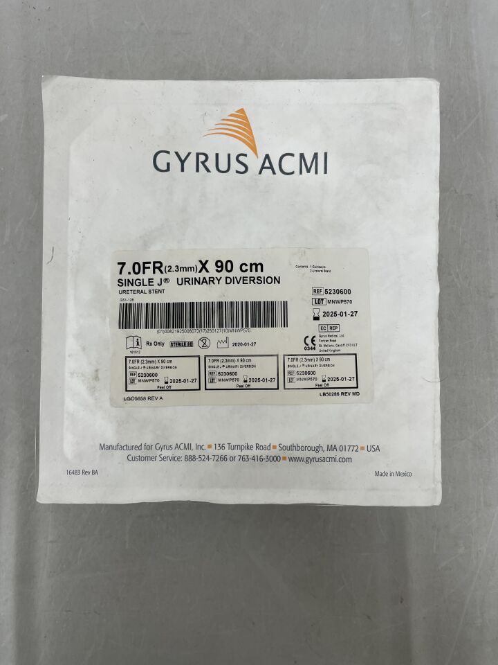 5230600 - GYRUS ACMI - Single-J Urinary Diversion Ureteral Stent 7F x 90cm, () - ( Expiry Date:  )