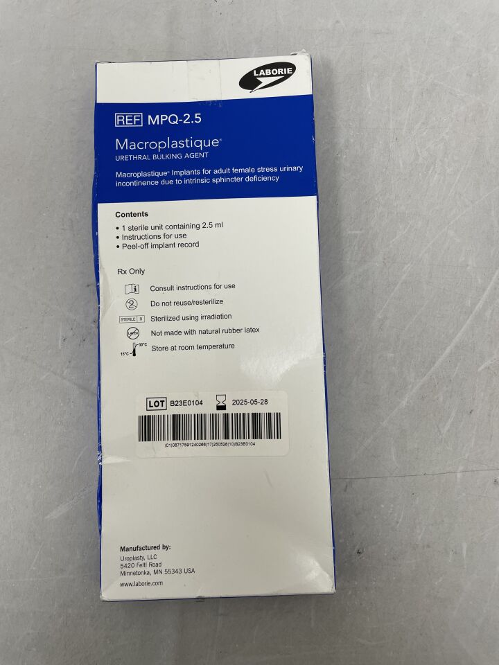 MPQ-2.5 - LABORIE - Cogentix Macroplastique Urethral Bulking Agent 2.5ml, () - ( Expiry Date:  )