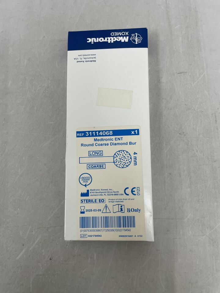 31114068 - MEDTRONIC - ent round coarse diamond bur, long, 4mm, () - ( Expiry Date:  )