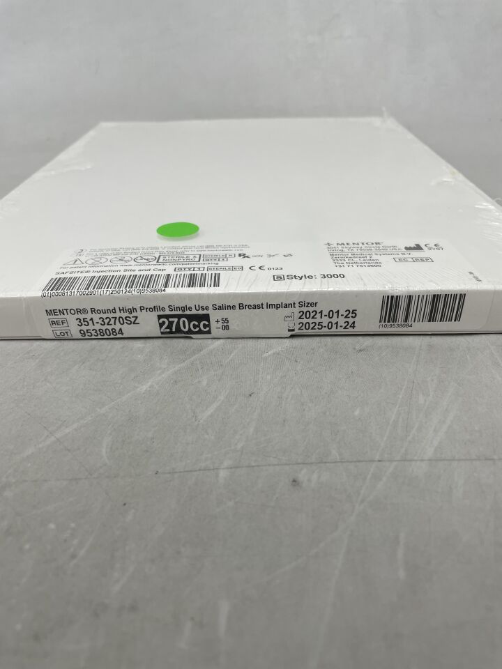351-3270SZ - MENTOR - Round High Profile Saline Breast Implant sizer, 270cc, +55 -00, () - ( Expiry Date:  )