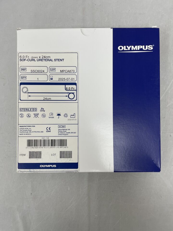 SSC6024 - OLYMPUS - Sof-Curl Ureteral Stent, 6F x 24cm, () - ( Expiry Date:  )