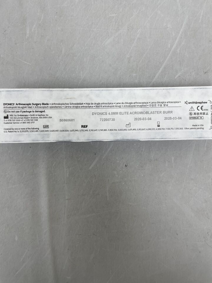 72200730 - SMITH & NEPHEW - Dyonics 4.0mm Elite Acromioblaster Burr, () - ( Expiry Date:  )