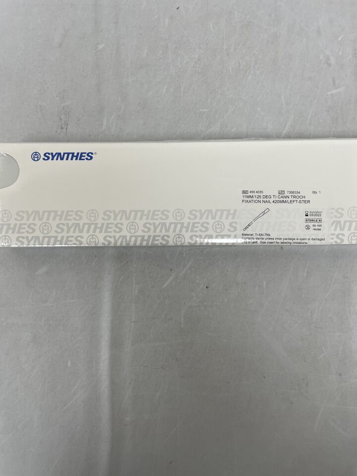 456.403S - SYNTHES - Titanium Alloy Left Cannulated Trochanteric Fixation Nail, 11 x 420mm, () - ( Expiry Date:  )