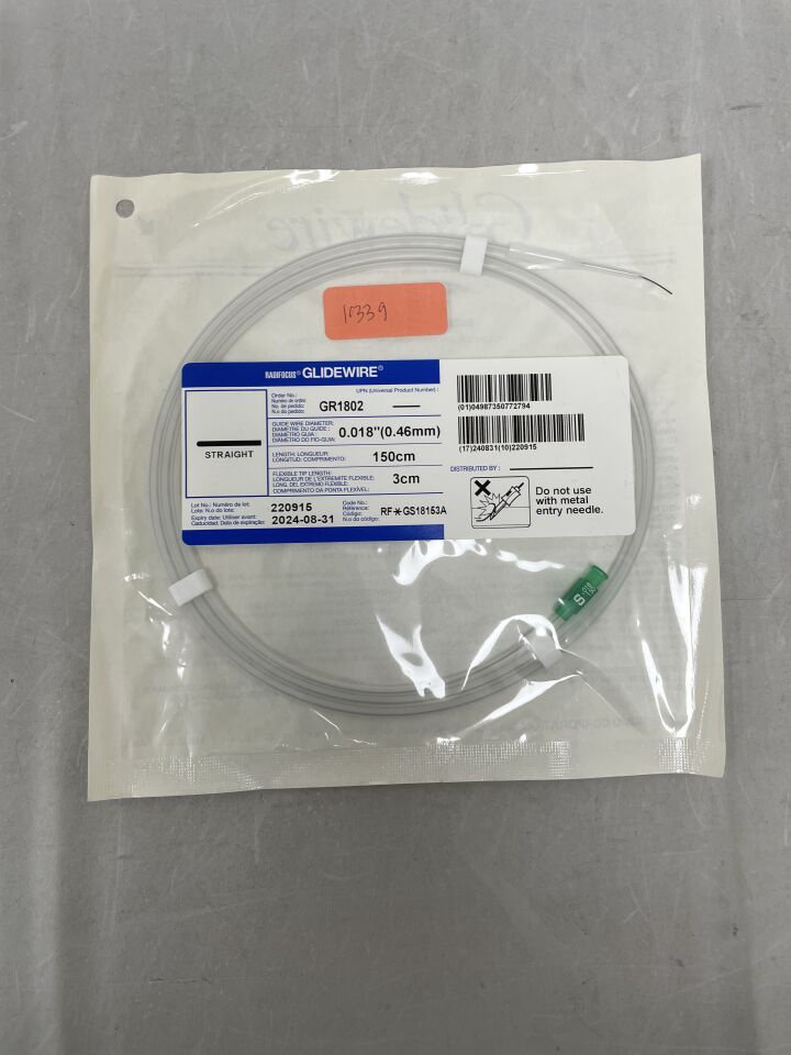 GR1802 - TERUMO - glidewire: 0.018" x 150cm, straight, () - ( Expiry Date:  )