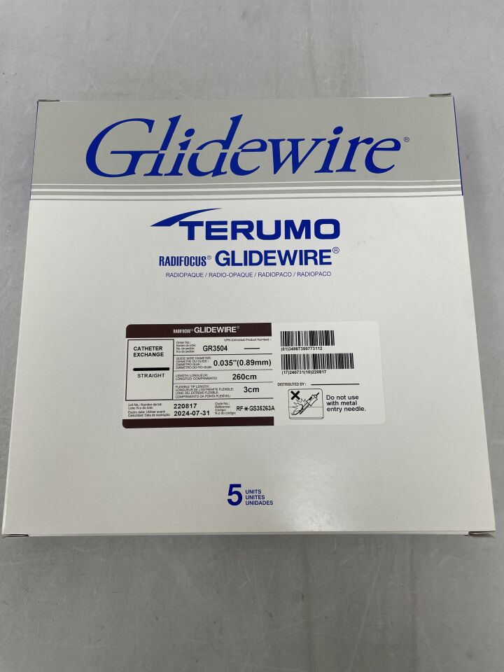 GR3504 - TERUMO - Radifocus Glidewire - Straight - .035" x 260cm x 3cm
, (BX/5) - ( Expiry Date: 2024-07-31 )