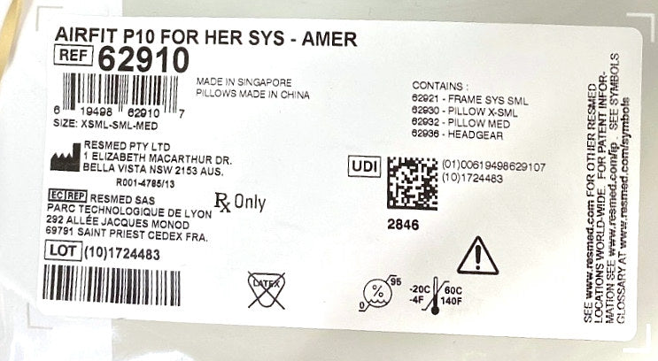 62910 - RESMED - AIRFIT P 10 FOR HER NASAL MASK, (EA/1)