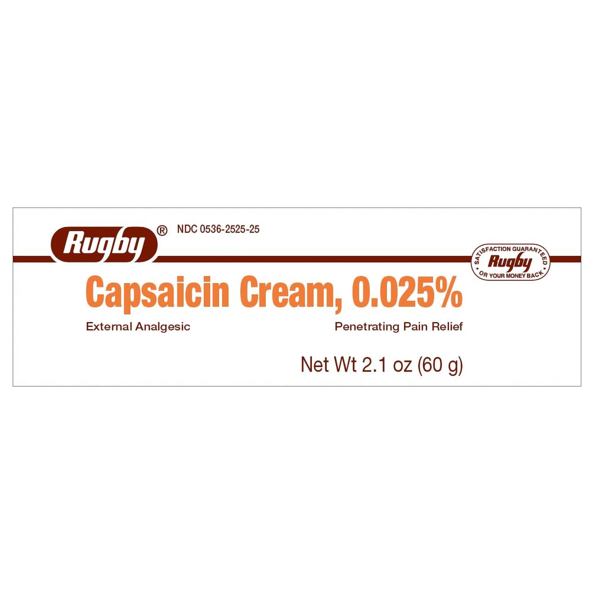 538938 - Rugby - Topical Pain Relief Rugby 0.025% Strength Capsaicin Cream 2.1 oz. Pack of 1, (EA)