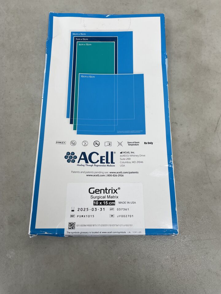 PSMX1015 - ACELL - Gentrix Surgical Matrix 10cm x 15cm, (BX/1) - ( Expiry Date: 2025-09-30 )