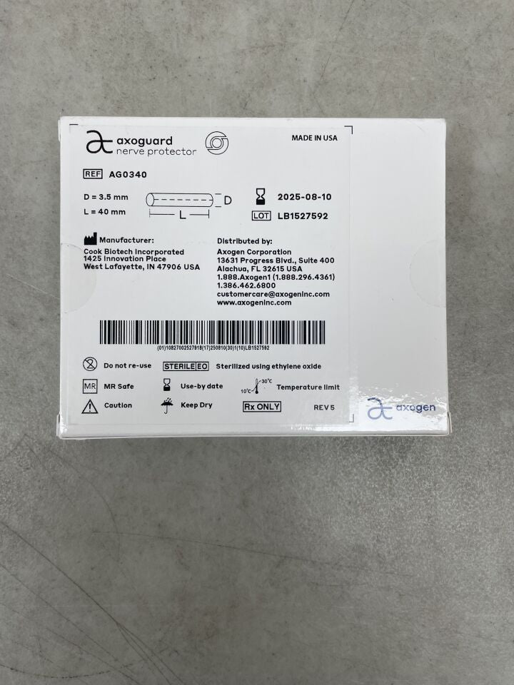AG0340 - AXOGEN - AxoGuard Porcine SIS Implant, ECM Nerve Protector 3.5mm x 40mm - G52791, () - ( Expiry Date:  )
