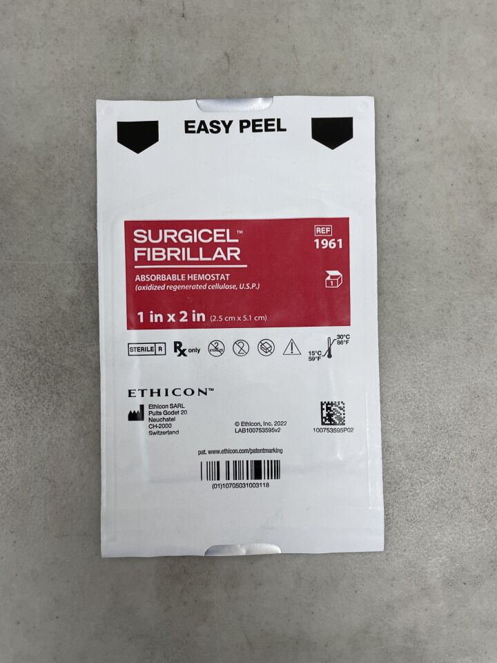 1961 - ETHICON - Surgicel Original Absorbable Hemostat, 1 x 2 in., () - ( Expiry Date: 2025-04-30 )