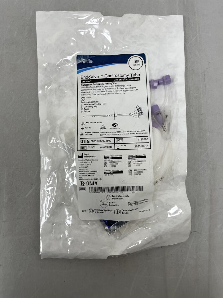 0990  -  BOSTON SCIENTIFIC  -  EndoVive Gastrostomy Tube, Straight, with ENFit Connector, 16FR , (  )  -  ( Expiry Date :  )