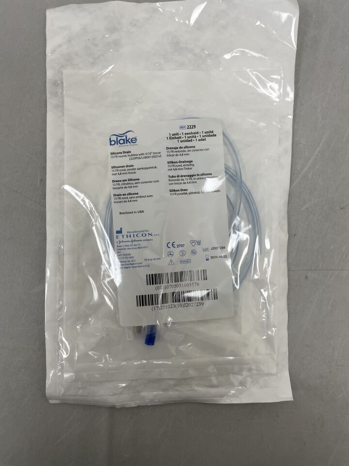 2229  -  ETHICON  -  Blake Round Hubless Silicone Drains, 15Fr , (  )  -  ( Expiry Date :  )