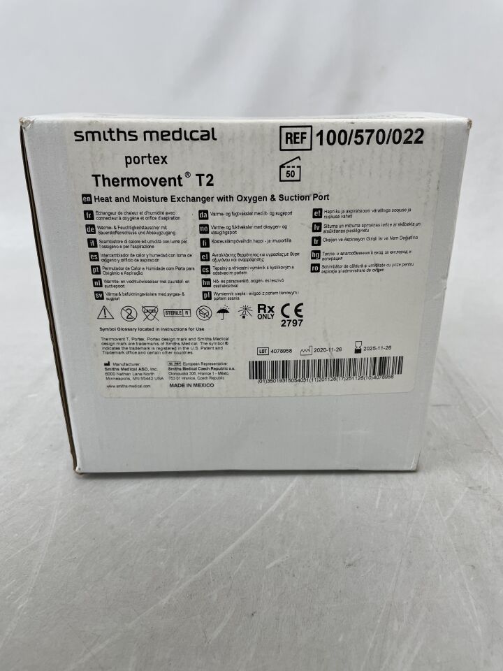 100/570/022  -  SMITHS MEDICAL  -  Portex Thermovent 600 HME w/ Oxygen & Suction Port , (  )  -  ( Expiry Date :  )
