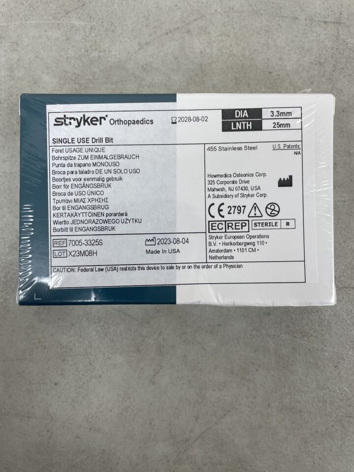 7005-3325S  -  STRYKER  -  Drill Bit, 3.3 x 25mm  , (  )  -  ( Expiry Date :  )