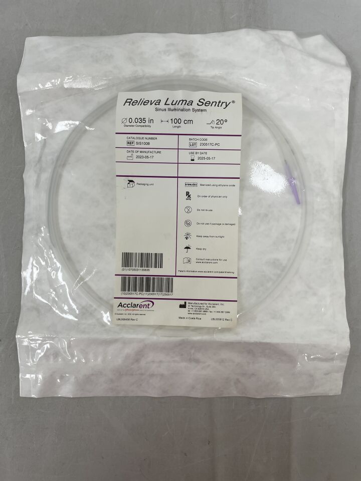 SIS100B - ACCLARENT - RELIEVA LUMA SENTRY SINUS ILLUMINATION SYSTEM, 100cm length, 20 degree tip angle, (EA) - ( Expiry Date: 2025-05-17 )