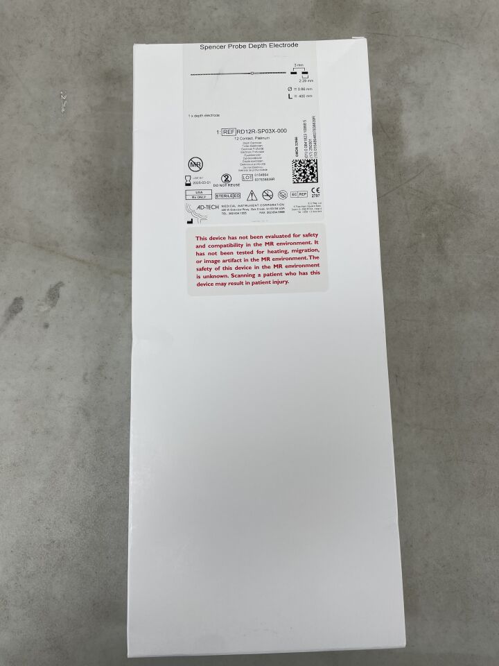 RD12R-SP03X-000 - AD-TECH - Spencer Probe Depth Electrode, 12 Platinum Contacts, (BX/1) - ( Expiry Date: 2025-03-01 )