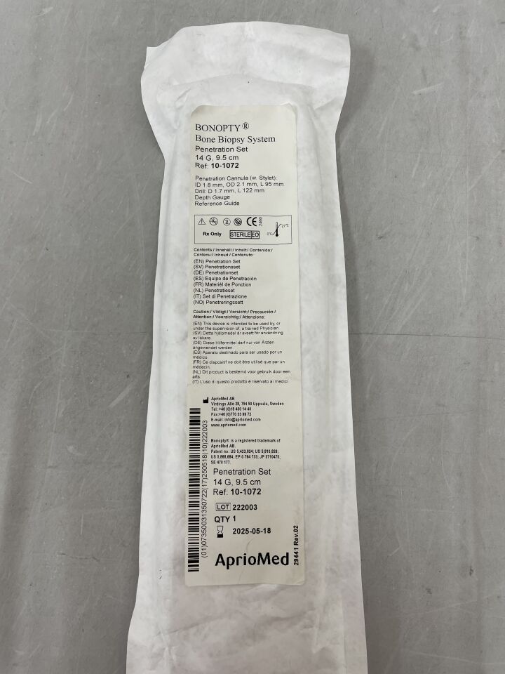 10-1072 - APRIOMED - Bonopty Penetration Set 14G, 9.5 cm, (EA) - ( Expiry Date: 2025-05-18 )