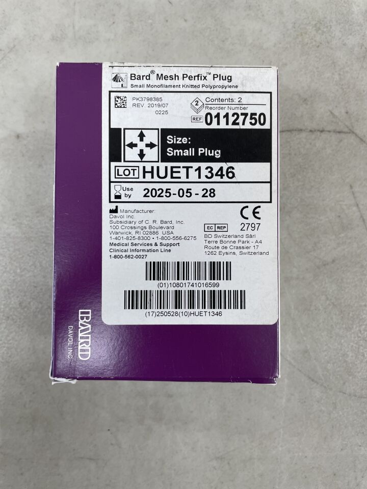 112750 - BARD - PerFix Plug, Small, 2.5 x 3.4 cm, (BX/2) - ( Expiry Date: 2025-05-28 )